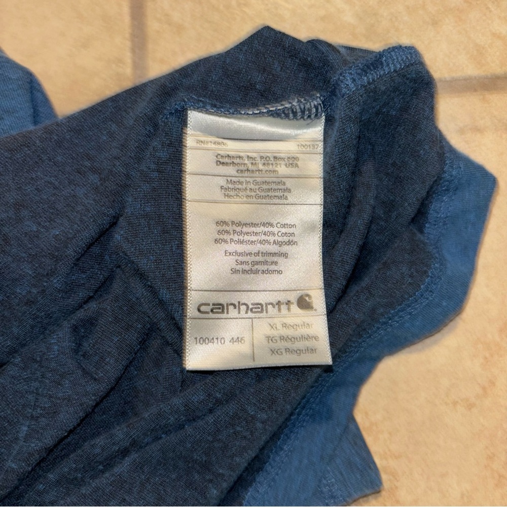 Carhartt Men's Heather Blue Force Short Sleeve Relaxed Fit Tee - Picture 6 of 6
